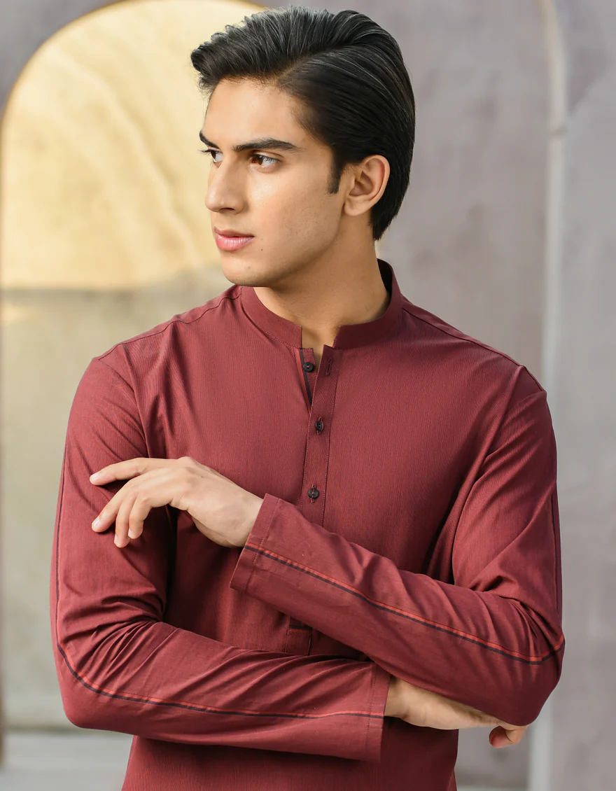 MAROON BLENDED KURTA TROUSERS | JTKP-S-US-35907/S22/JJ7638-CL - Image 2