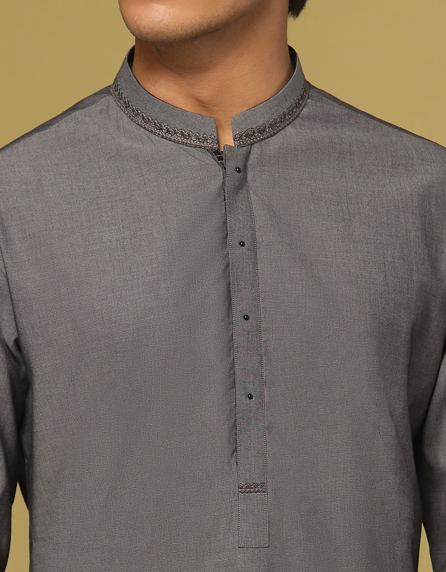 GREY COTTON KURTA TROUSERS | JTKP-S-US-35962/S22/JJ8175-SF - Image 2