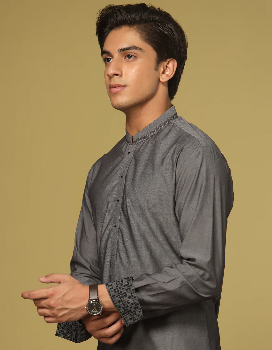 GREY COTTON KURTA TROUSERS | JTKP-S-US-35962/S22/JJ8175-SF - Image 4