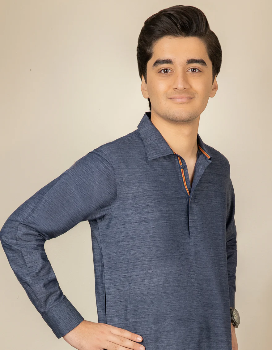 TEEN BLUE BLENDED KURTA TROUSERS | JTKP-S-US-38469/S22/JJ7620-CL - Image 2