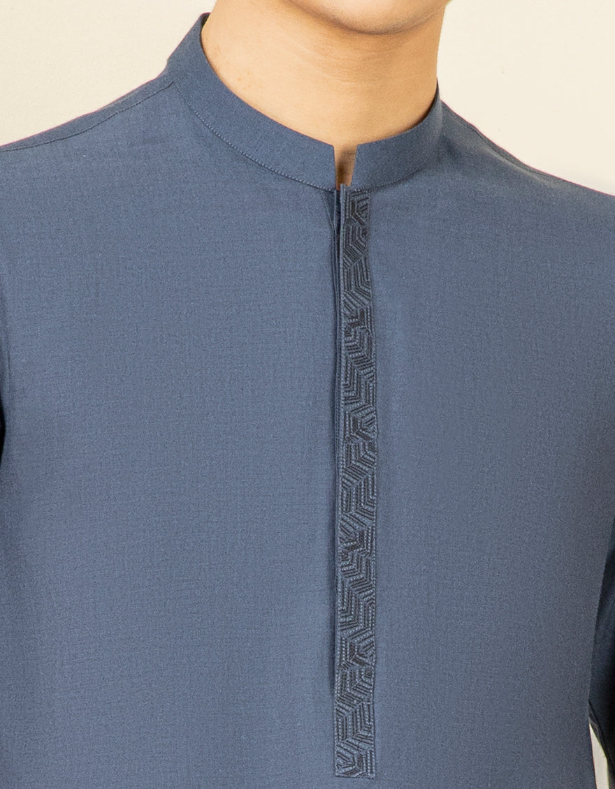 DULL BLUE BLENDED KURTA TROUSERS | JTKP-S-US-38547/S22/JJ8626-CL - Image 2
