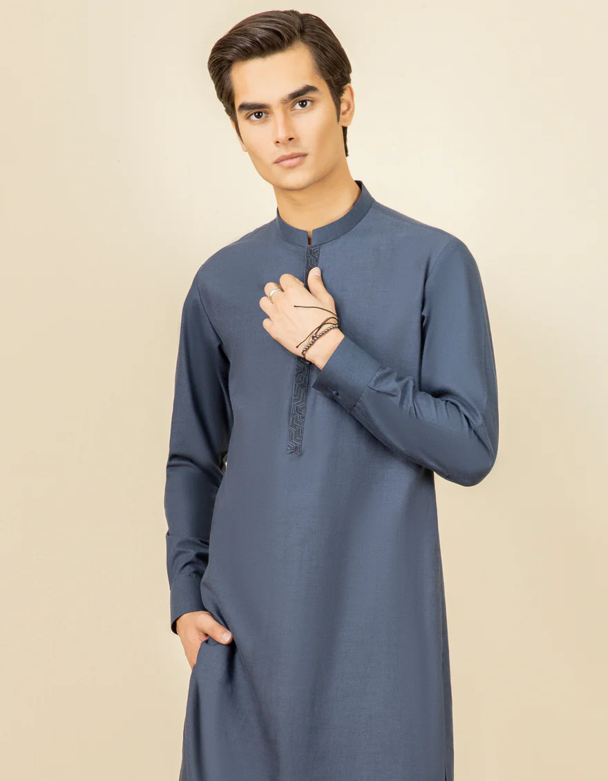 DULL BLUE BLENDED KURTA TROUSERS | JTKP-S-US-38547/S22/JJ8626-CL - Image 3