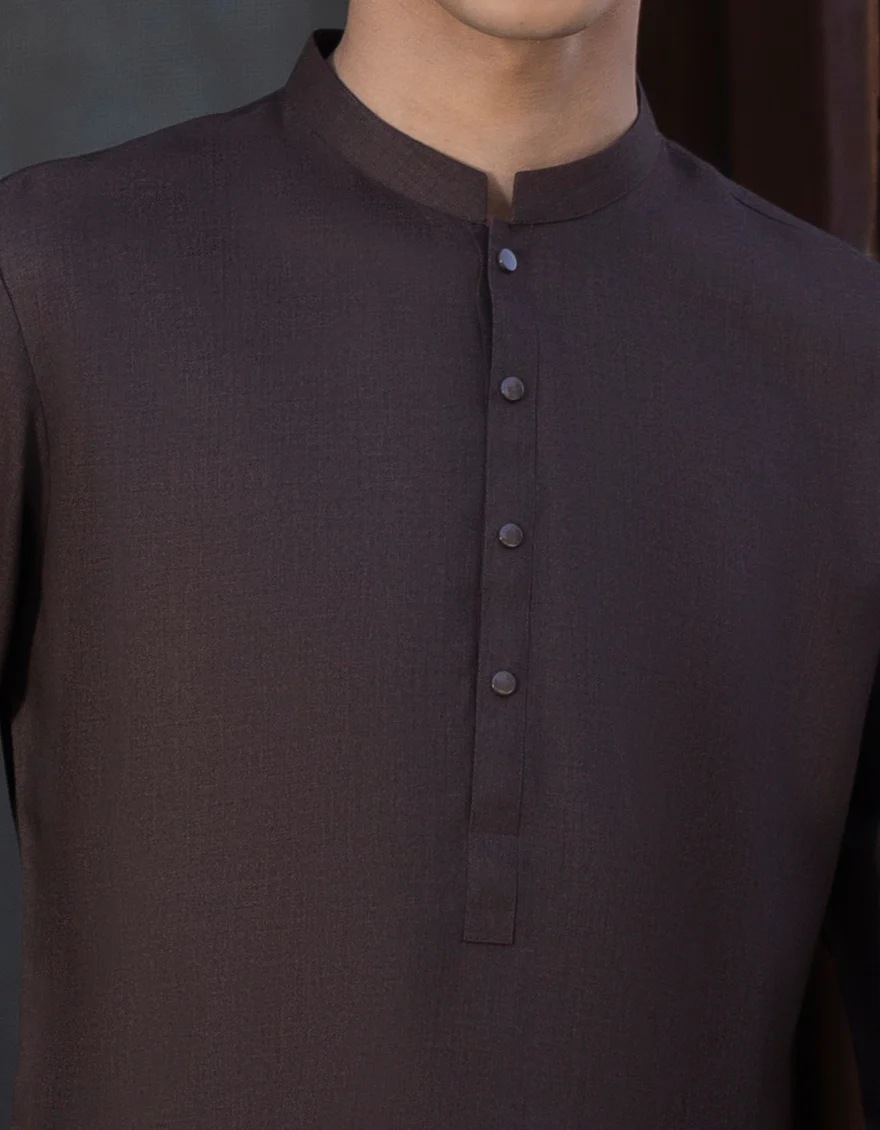 CHOCOLATE BROWN BLENDED KURTA TROUSERS | JTKP-S-US-38768/S23/JJ8710-CL - Image 2