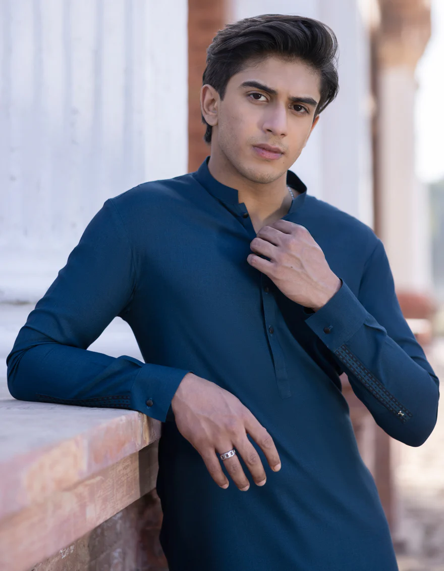 ROYAL BLUE BLENDED KURTA TROUSERS | JTKP-S-US-38769/S23/JJ8710-PN - Image 2