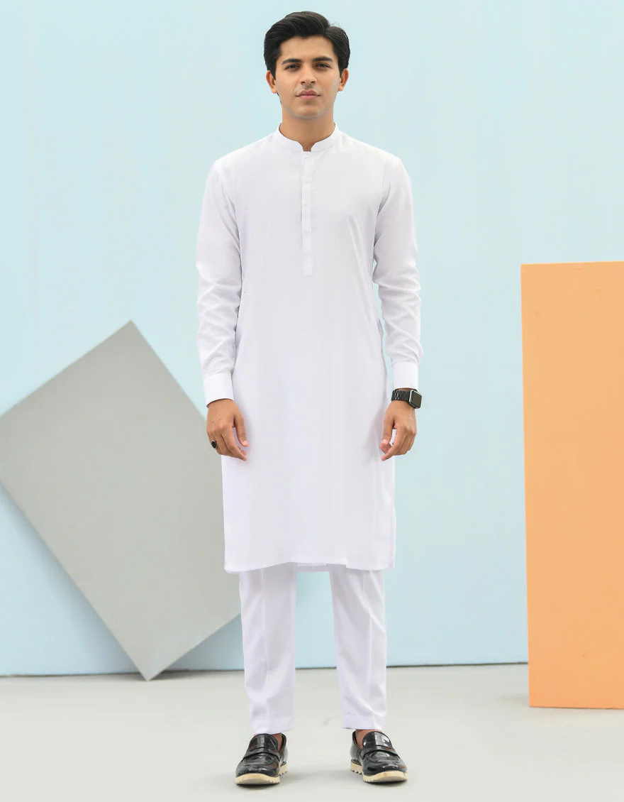 WHITE BLENDED KURTA TROUSERS | JTKP-US-44108/A22/JJ8346-CL - Image 3