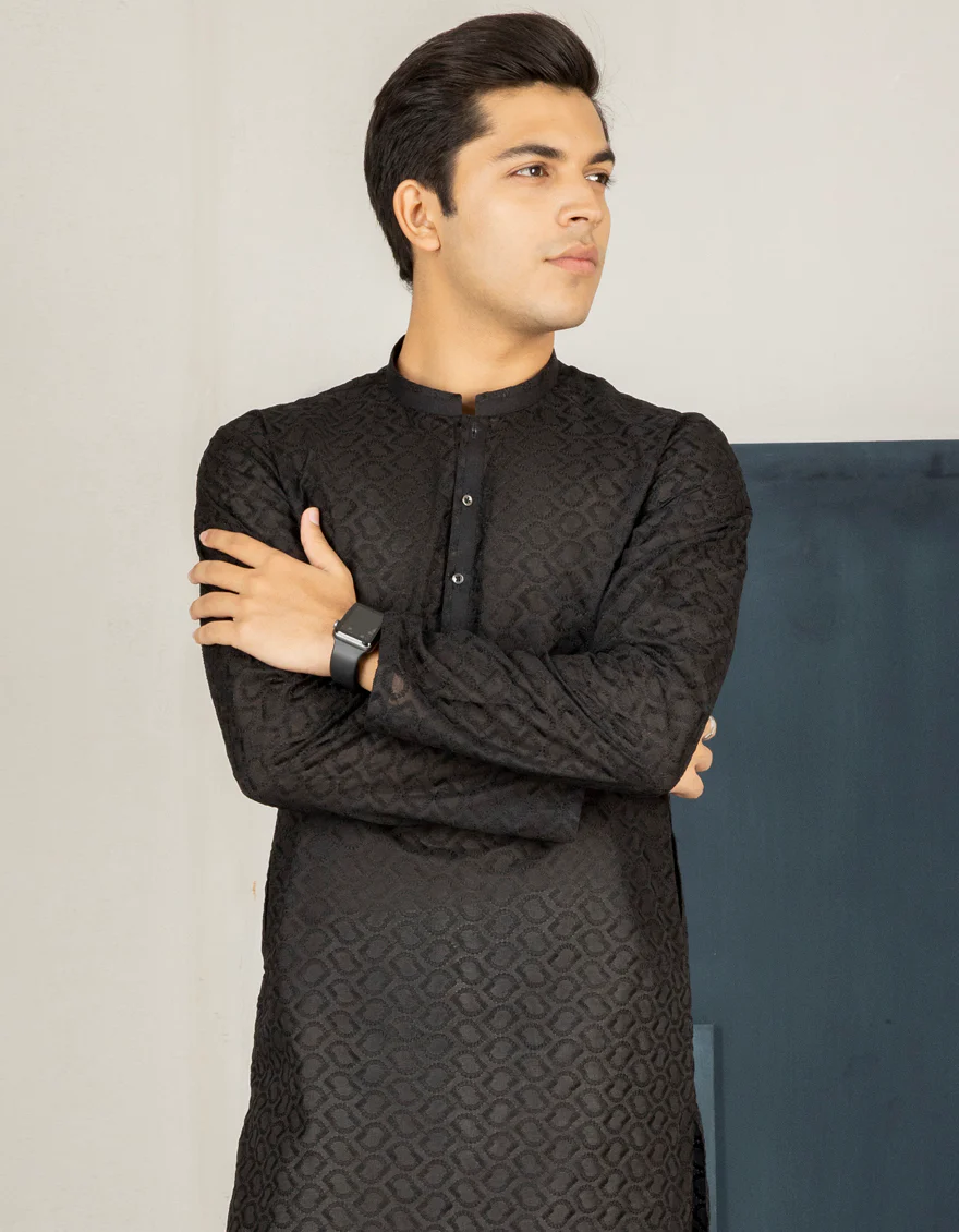 BLACK BLENDED KURTA TROUSERS | JTKP-US-44178/A22/JJ8426-CL - Image 2