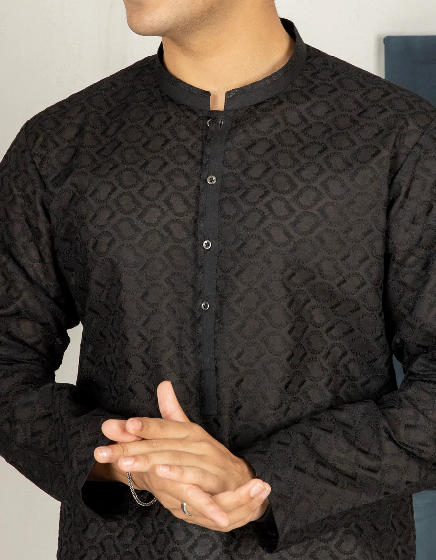 BLACK BLENDED KURTA TROUSERS | JTKP-US-44178/A22/JJ8426-CL - Image 3