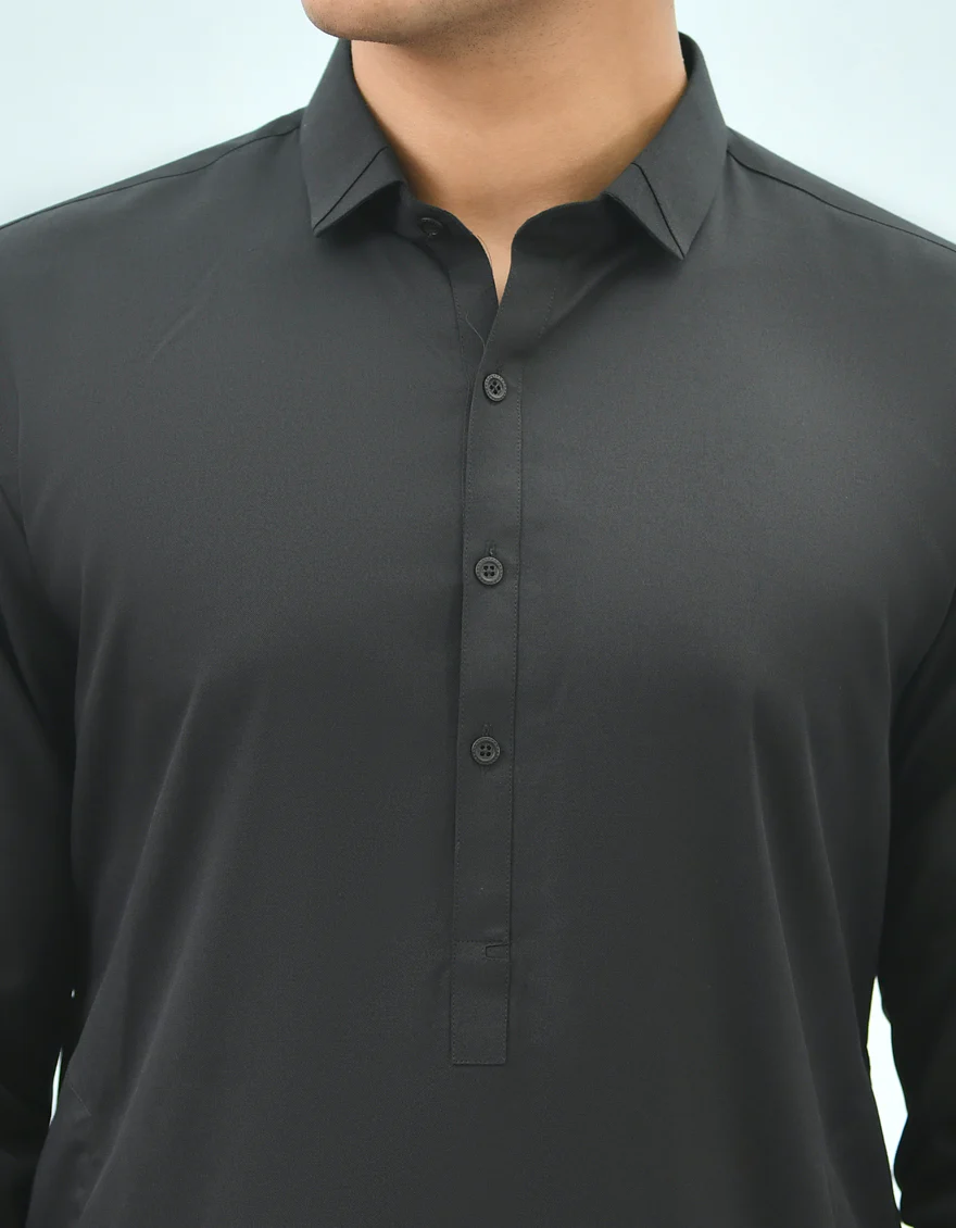 BLACK BLENDED KURTA TROUSERS | JTKP-US-45020/A22/JJ8346-CL - Image 2