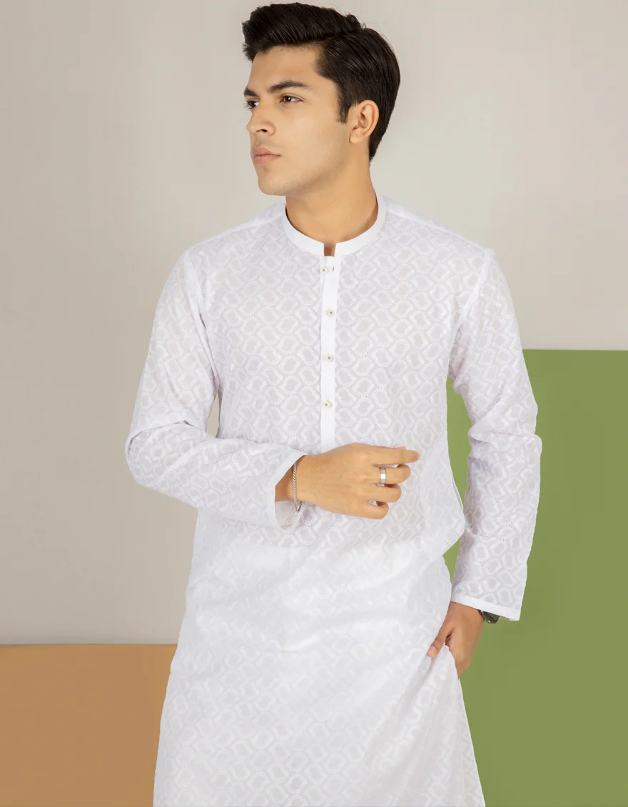 WHITE BLENDED KURTA TROUSERS | JTKP-US-45085/A22/JJ8426-CL - Image 3
