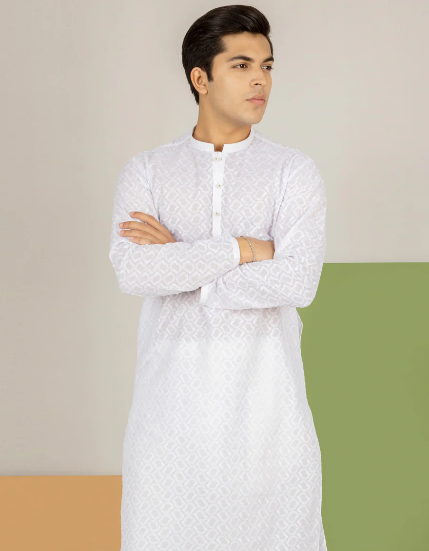 WHITE BLENDED KURTA TROUSERS | JTKP-US-45085/A22/JJ8426-CL - Image 4