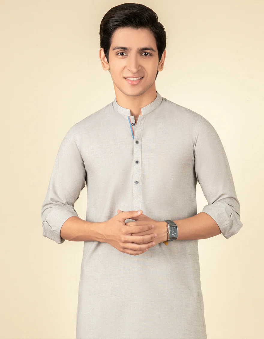 SMOKE GREY BLENDED KURTA TROUSERS | JTKP-W-US-40340/W22/JJ7345-PN - Image 3