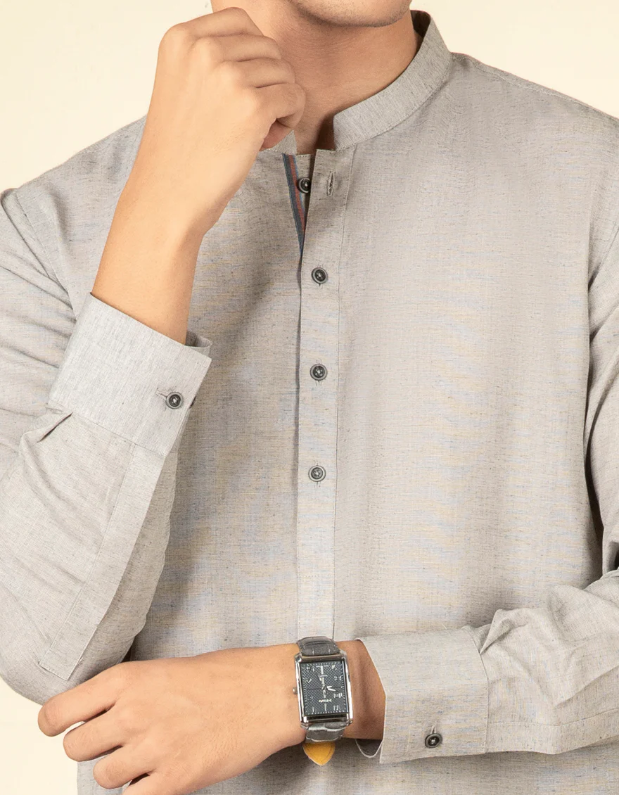 SMOKE GREY BLENDED KURTA TROUSERS | JTKP-W-US-40341/W22/JJ7345-PN - Image 2