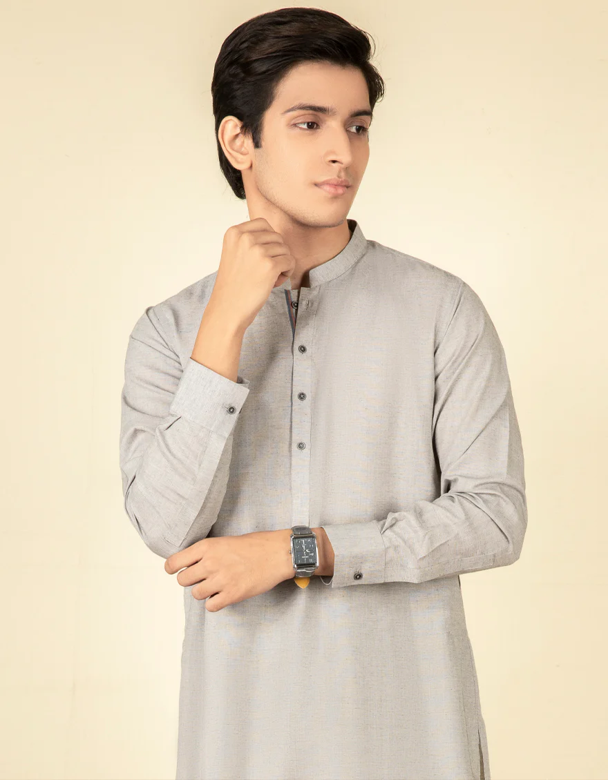 SMOKE GREY BLENDED KURTA TROUSERS | JTKP-W-US-40341/W22/JJ7345-PN - Image 3