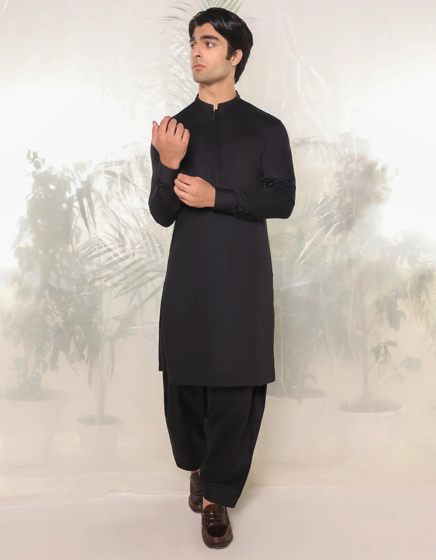 BLACK BLENDED KAMEEZ SHALWAR | JTKS-A-34764/S24/JJ9323-FL
