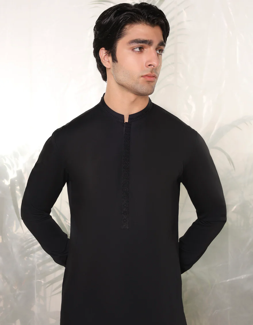 BLACK BLENDED KAMEEZ SHALWAR | JTKS-A-34764/S24/JJ9323-FL - Image 4