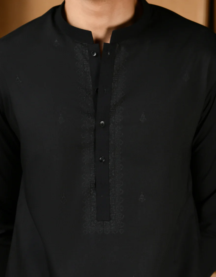 BLACK BLENDED KAMEEZ SHALWAR | JTKS-A-34802/S24/JJ8709-SF - Image 3