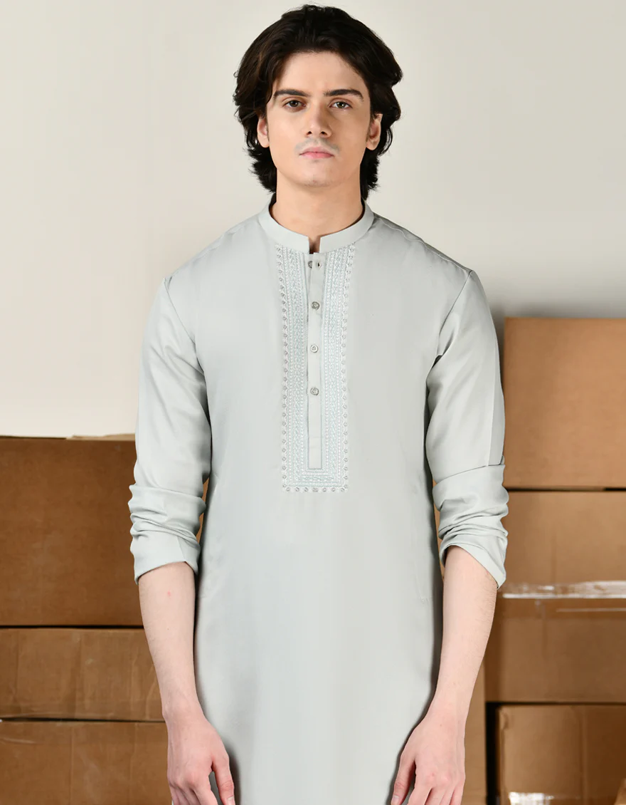AQUA GREEN BLENDED KAMEEZ SHALWAR | JTKS-A-34810/S24/JJ9505-FL - Image 3