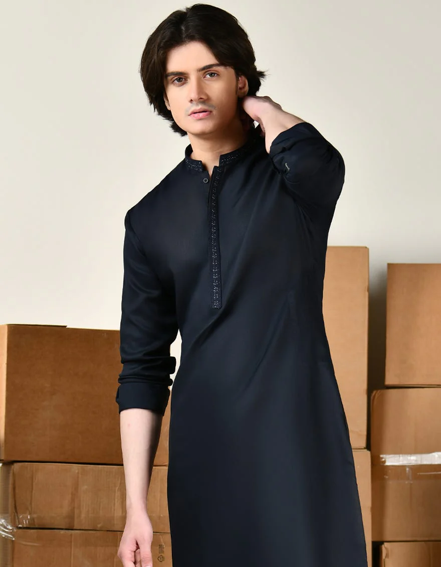 BLUE BLENDED KAMEEZ SHALWAR | JTKS-A-34817/S24/JJ9632-SF - Image 2