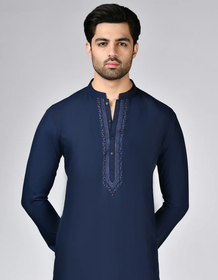 BLUE BLENDED KAMEEZ SHALWAR | JTKS-A-34891/S24/JJ9618-SF - Image 2