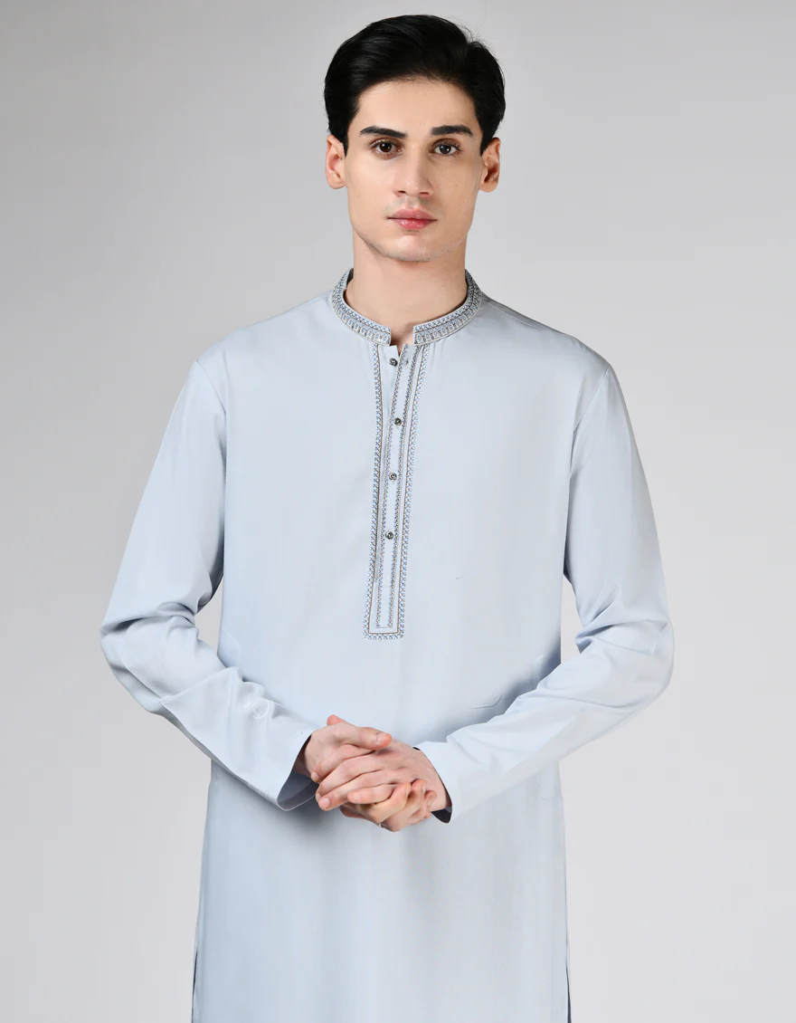 DULL GREY BLENDED KAMEEZ SHALWAR | JTKS-A-34894/S24/JJ9622-SF - Image 2