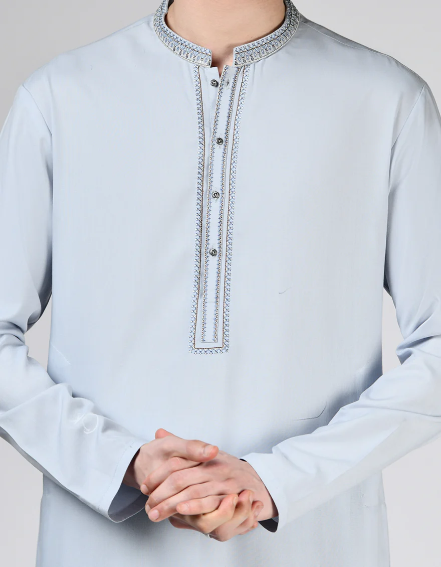 DULL GREY BLENDED KAMEEZ SHALWAR | JTKS-A-34894/S24/JJ9622-SF - Image 3