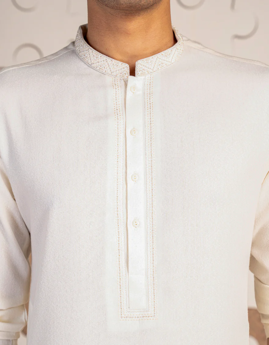 OFF WHITE BLENDED KAMEEZ SHALWAR | JTKS-A-34897/S24/JJ9427-FL - Image 3