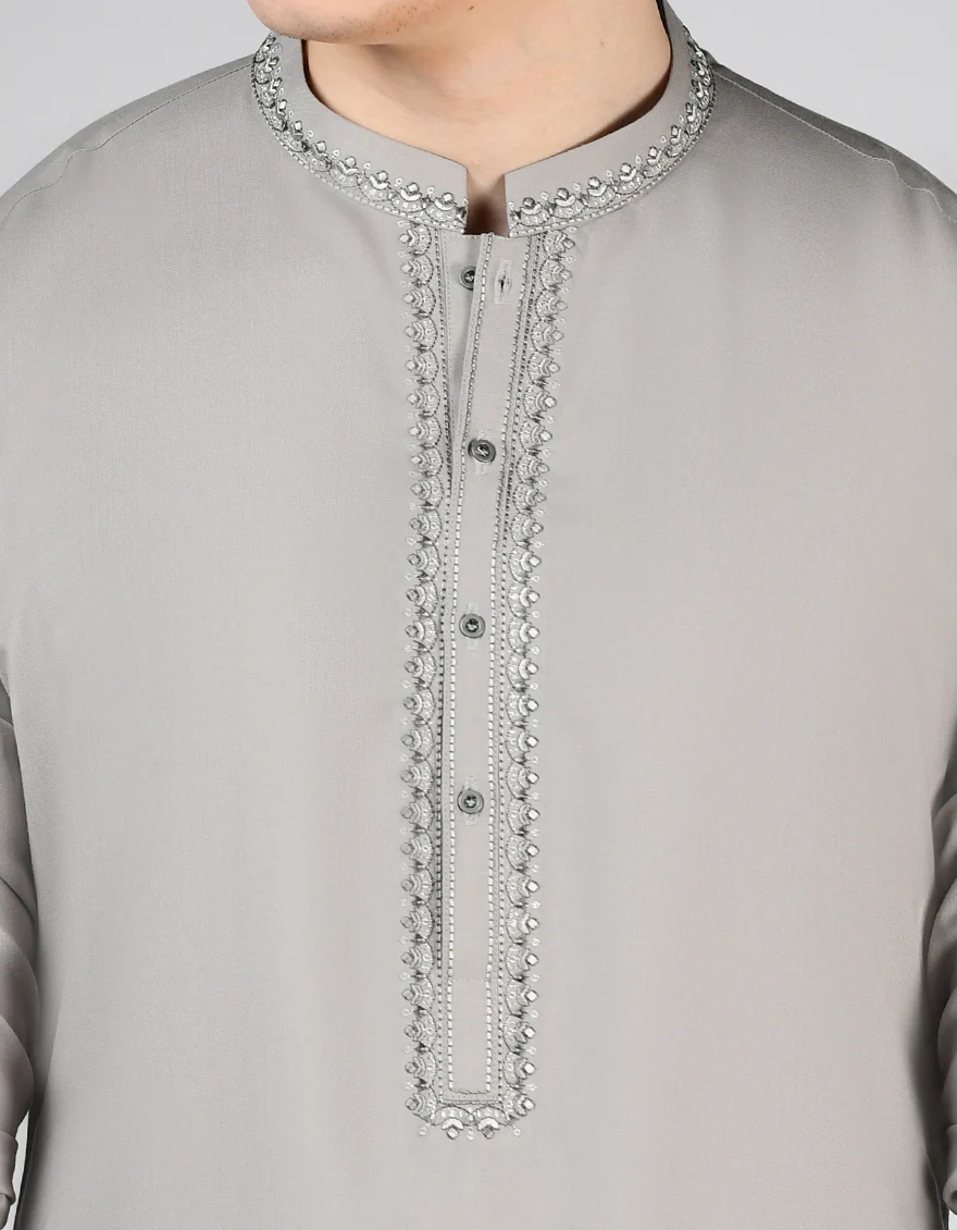 DULL GREY BLENDED KAMEEZ SHALWAR | JTKS-A-34917/S24/JJ9622-SF - Image 3