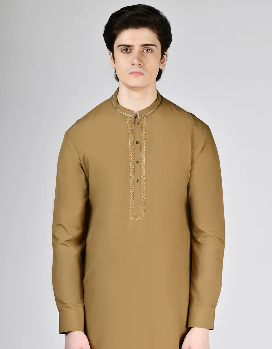 CAMEL BROWN BLENDED KAMEEZ SHALWAR | JTKS-A-34921/S24/JJ9615-SF - Image 2