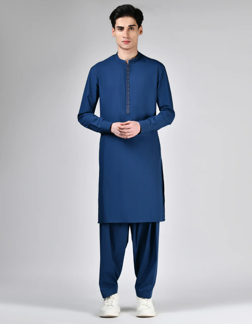 BLUE BLENDED KAMEEZ SHALWAR | JTKS-A-34935/S24/JJ9616-FL