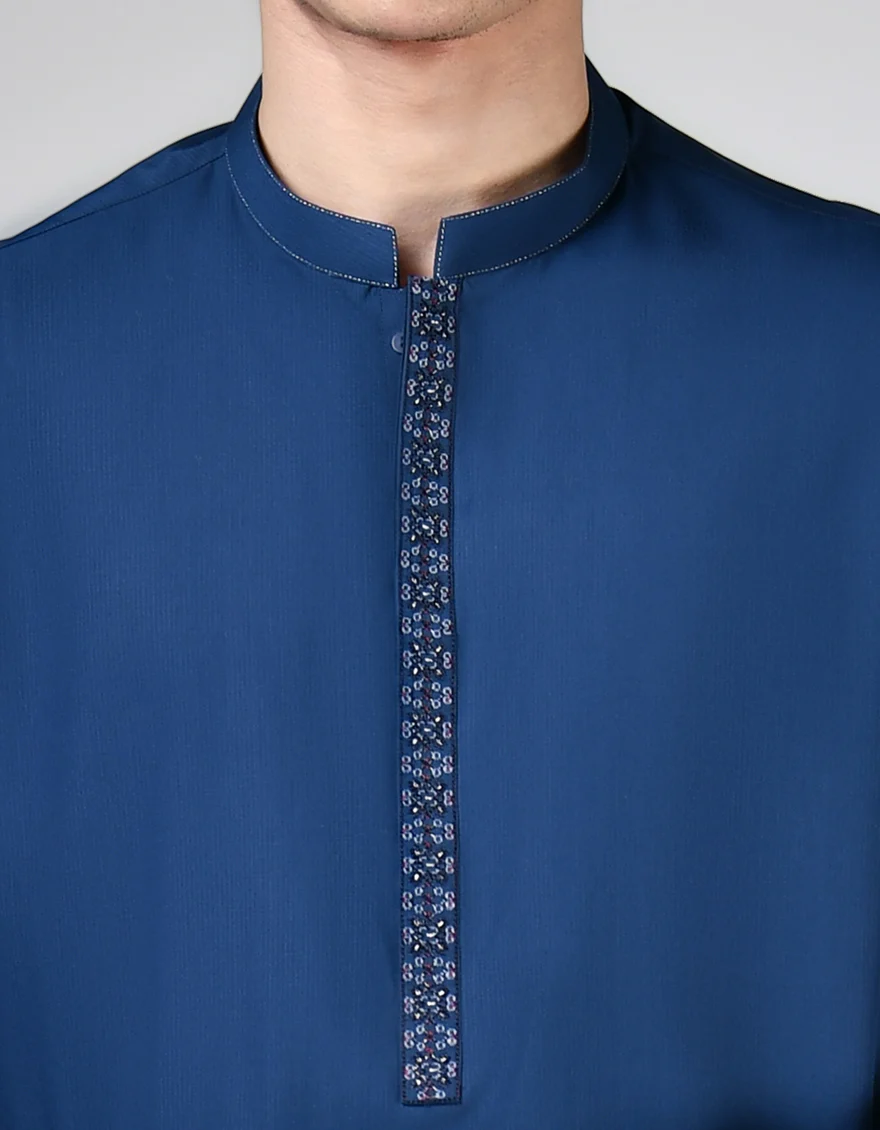 BLUE BLENDED KAMEEZ SHALWAR | JTKS-A-34935/S24/JJ9616-FL - Image 2
