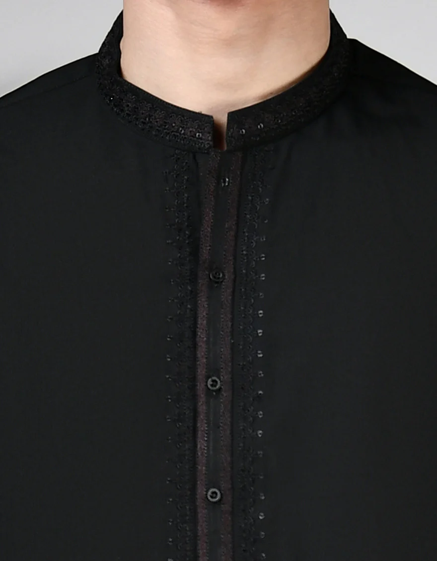 BLACK BLENDED KAMEEZ SHALWAR | JTKS-A-34937/S24/JJ9616-FL - Image 3