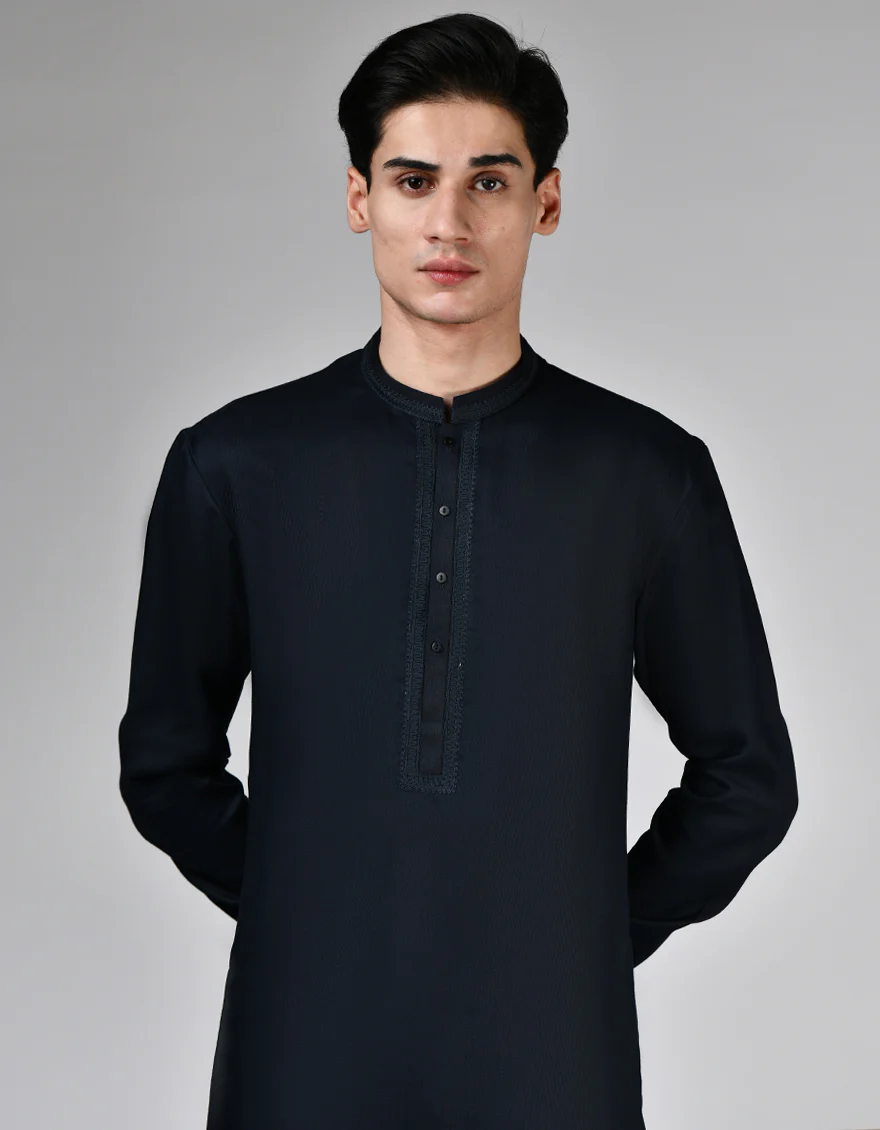 NAVY BLUE BLENDED KAMEEZ SHALWAR | JTKS-A-34941/S24/JJ9632-FL - Image 2