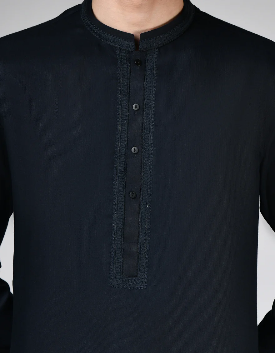 NAVY BLUE BLENDED KAMEEZ SHALWAR | JTKS-A-34941/S24/JJ9632-FL - Image 3