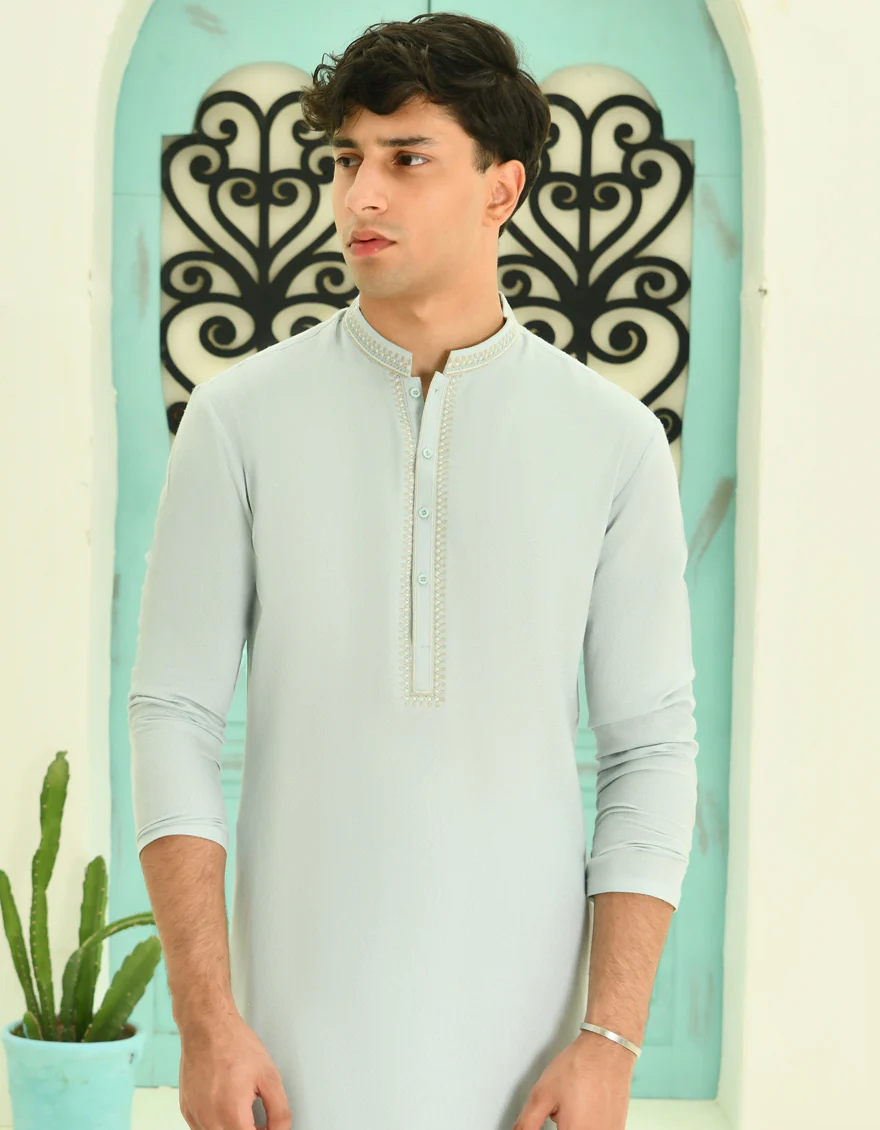 GREEN BLENDED KAMEEZ SHALWAR | JTKS-A-39068/S24/JJ9252-FL - Image 2
