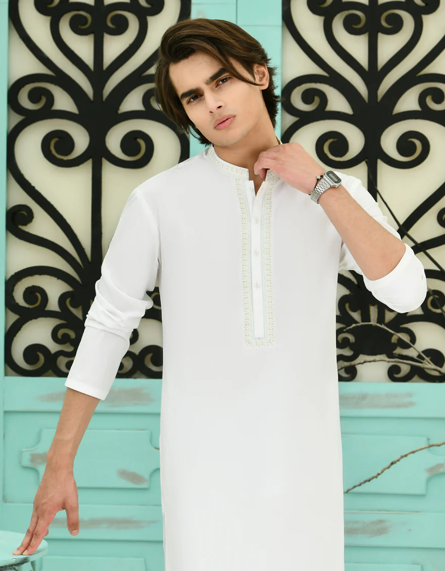 WHITE BLENDED KAMEEZ SHALWAR | JTKS-A-39115/S24/JJ9228-SF - Image 2