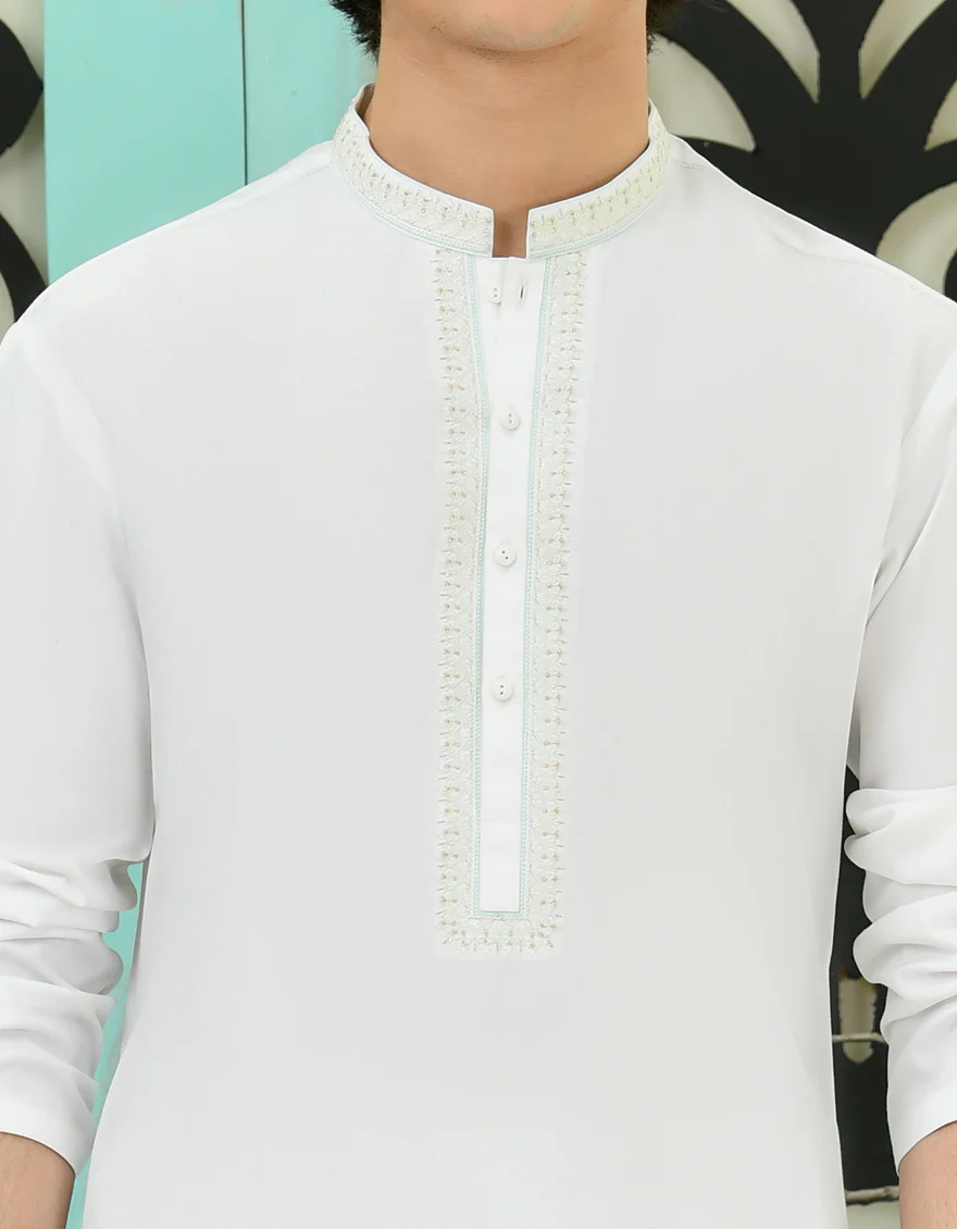 WHITE BLENDED KAMEEZ SHALWAR | JTKS-A-39115/S24/JJ9228-SF - Image 3