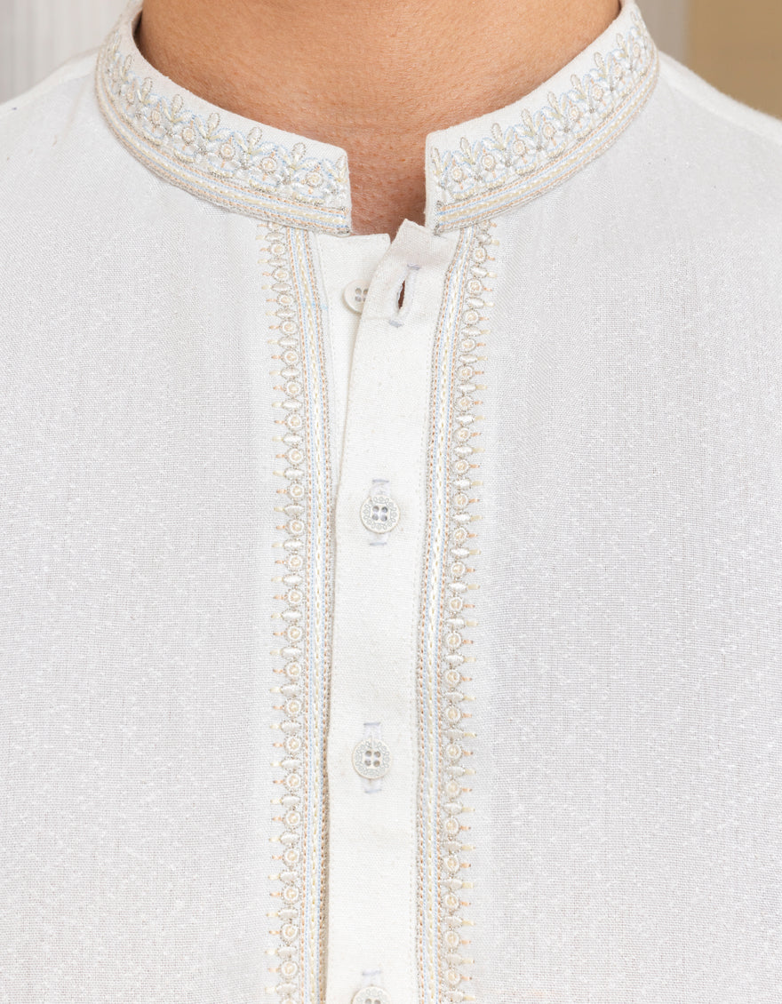 OFF WHITE BLENDED KAMEEZ SHALWAR | JTKS-A-39282/S25/JJ9897-FL - Image 3