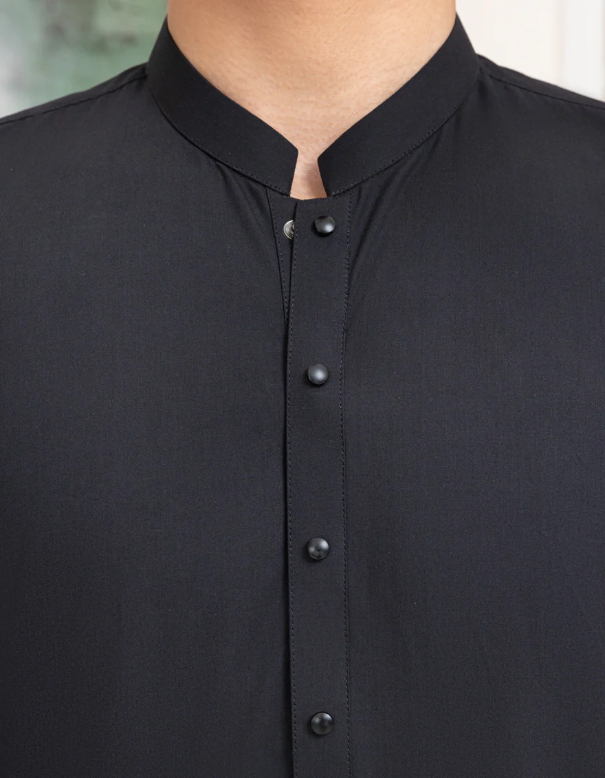 BLACK BLENDED KAMEEZ SHALWAR | JTKS-A-39297/S25/JJ9269-PN - Image 2