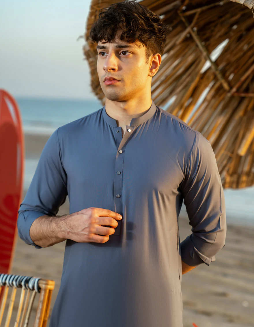 GREY BLENDED KAMEEZ SHALWAR | JTKS-A-39356/S25/JJ9365-PN - Image 2