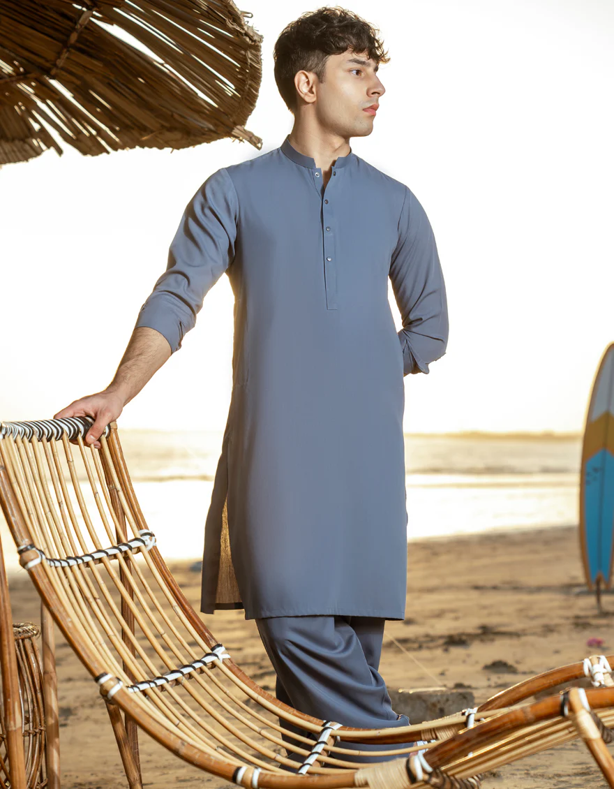 GREY BLENDED KAMEEZ SHALWAR | JTKS-A-39356/S25/JJ9365-PN - Image 3