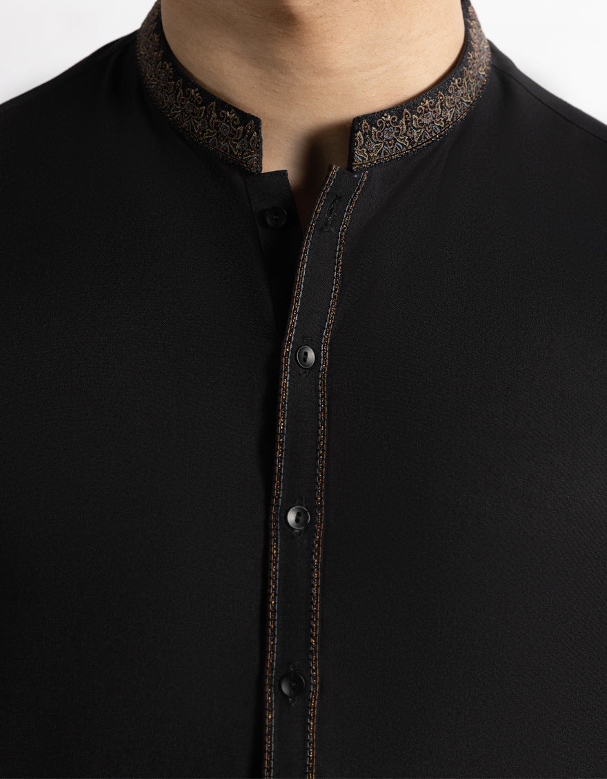 BLACK BLENDED KAMEEZ SHALWAR | JTKS-A-39359/S25/JJ9815-FL - Image 3