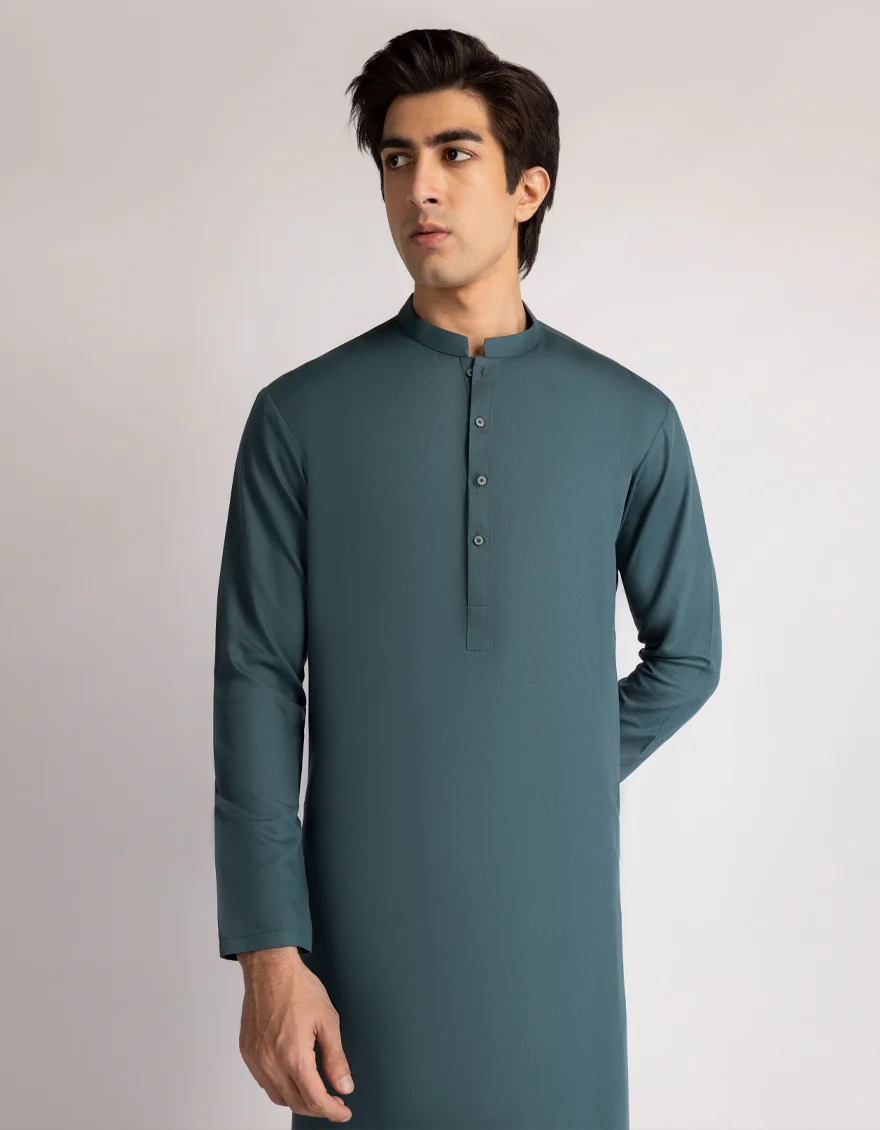 DEEP GREEN BLENDED KAMEEZ SHALWAR | JTKS-A-39591/S25/JJ10431-CL - Image 2