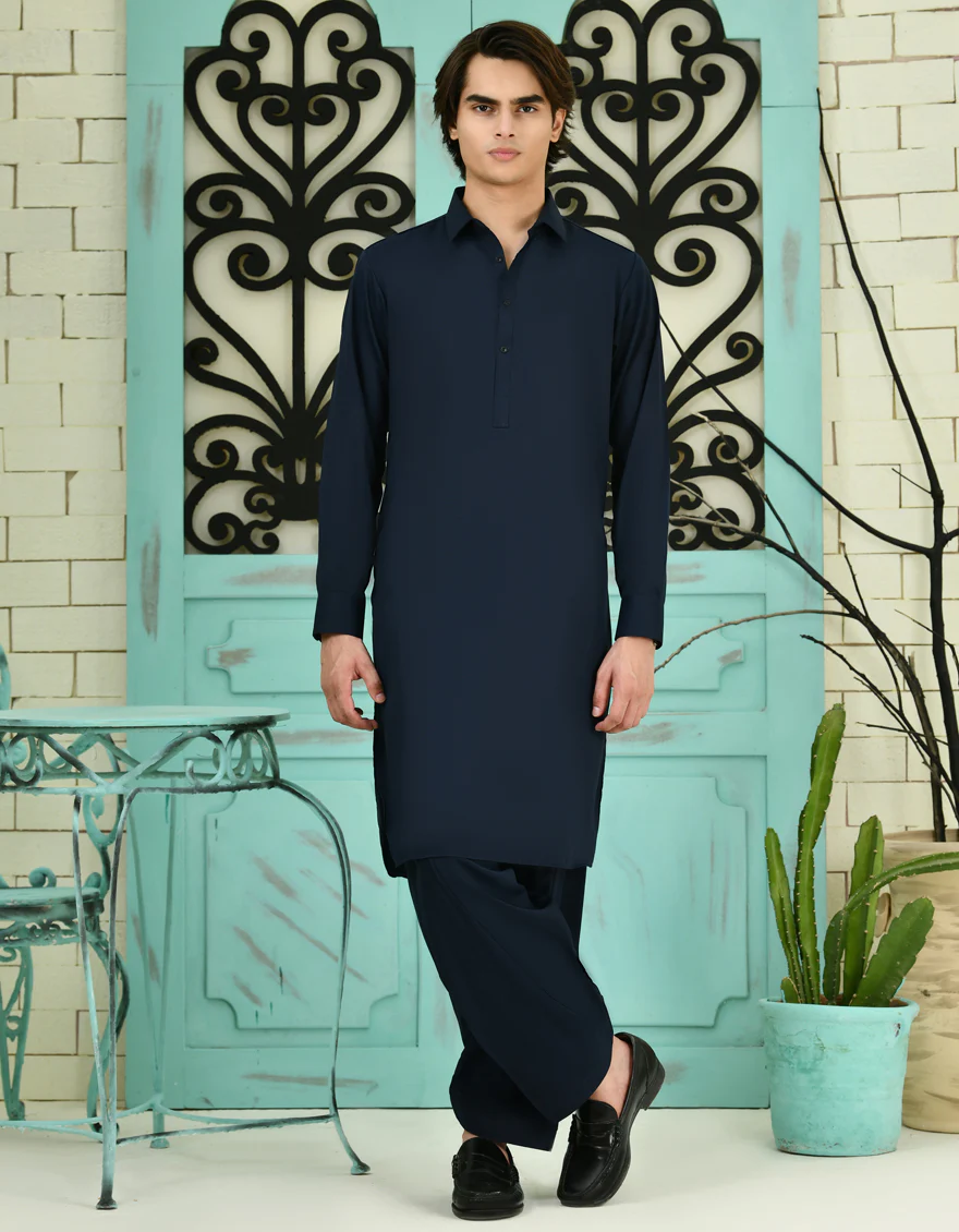 BLUE BLENDED KAMEEZ SHALWAR | JTKS-A-40198-R11-AP/S24/JJ9364-PN