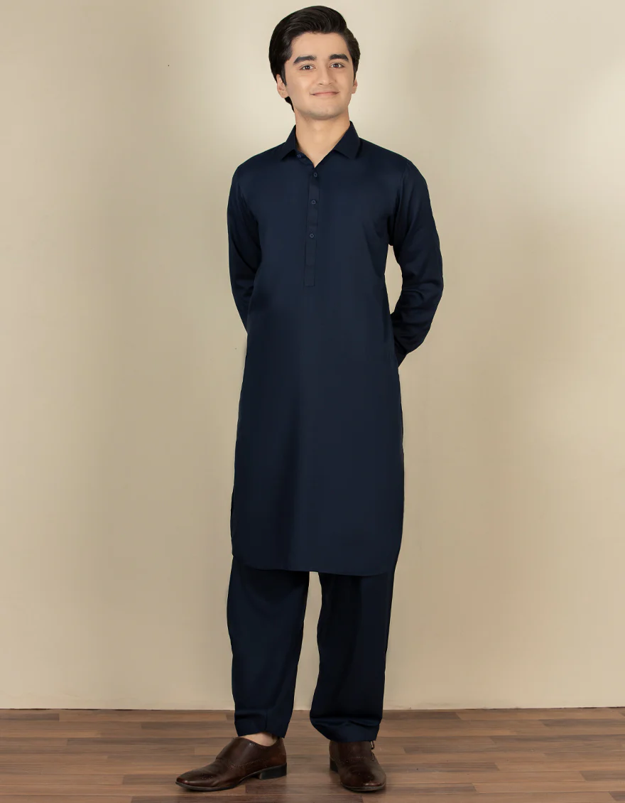 BLUE BLENDED KAMEEZ SHALWAR | JTKS-A-40198-R8-AP/S24/JJ9250-PN