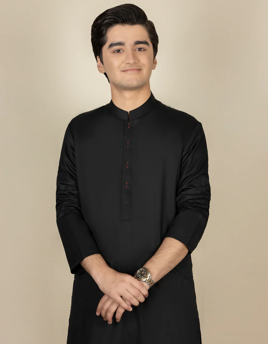 BLACK BLENDED KAMEEZ SHALWAR | JTKS-A-40200-R11-AP/S24/JJ9250-PN - Image 2