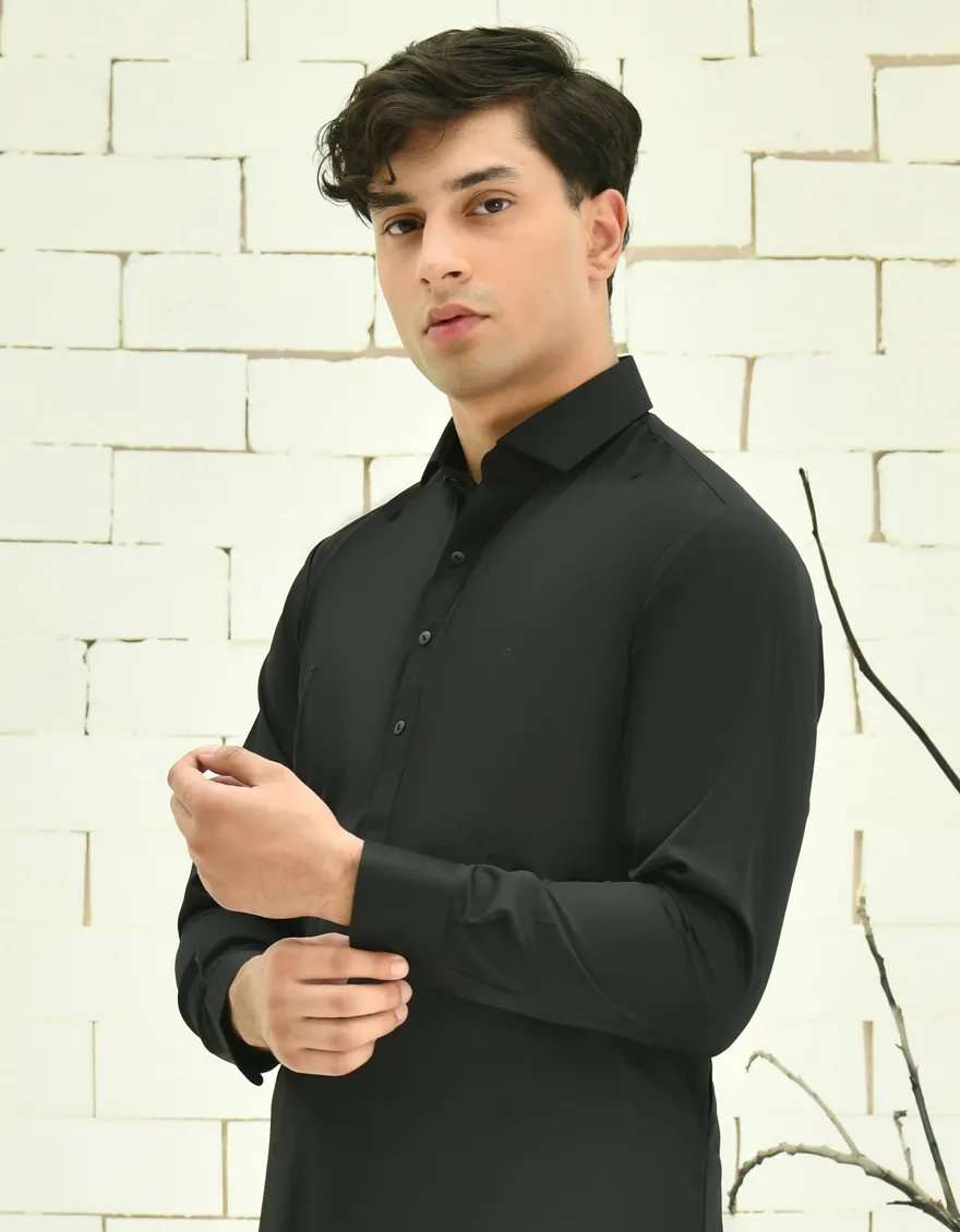 BLACK BLENDED KAMEEZ SHALWAR | JTKS-A-40201-R17-AP/S25/JJ9772-PN - Image 2