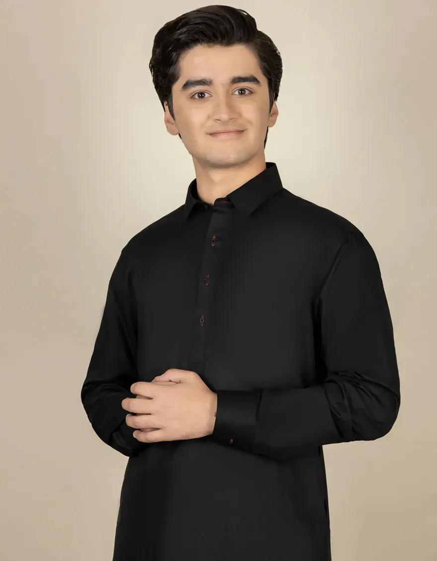 BLACK BLENDED KAMEEZ SHALWAR | JTKS-A-40201-R18-AP/S25/JJ10252-PN - Image 2