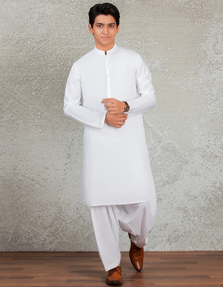 WHITE BLENDED KAMEEZ SHALWAR | JTKS-A-40223-R8-AP/S24/JJ9251-PN