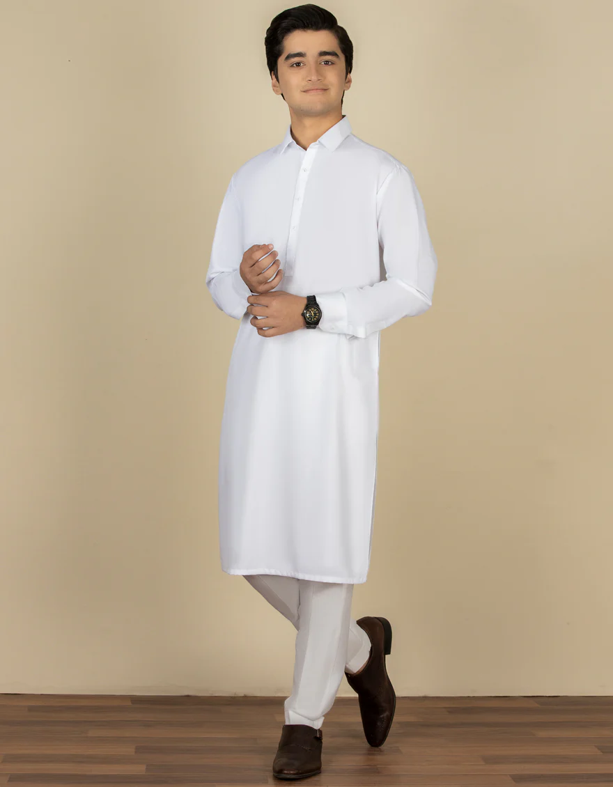 WHITE BLENDED KAMEEZ SHALWAR | JTKS-A-40224-R14-AP/S25/JJ9737-PN
