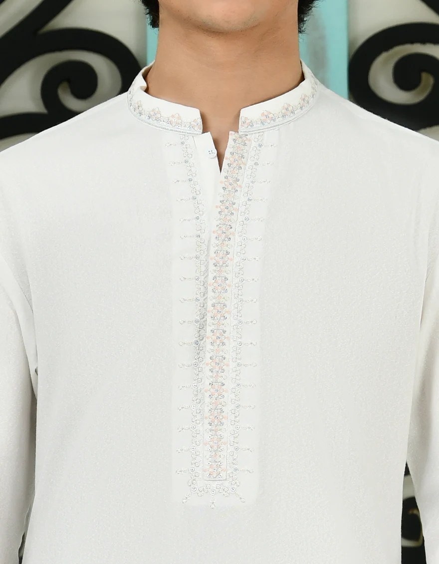 WHITE BLENDED KAMEEZ SHALWAR | JTKS-A-46345/S24/JJ9252-FL - Image 3